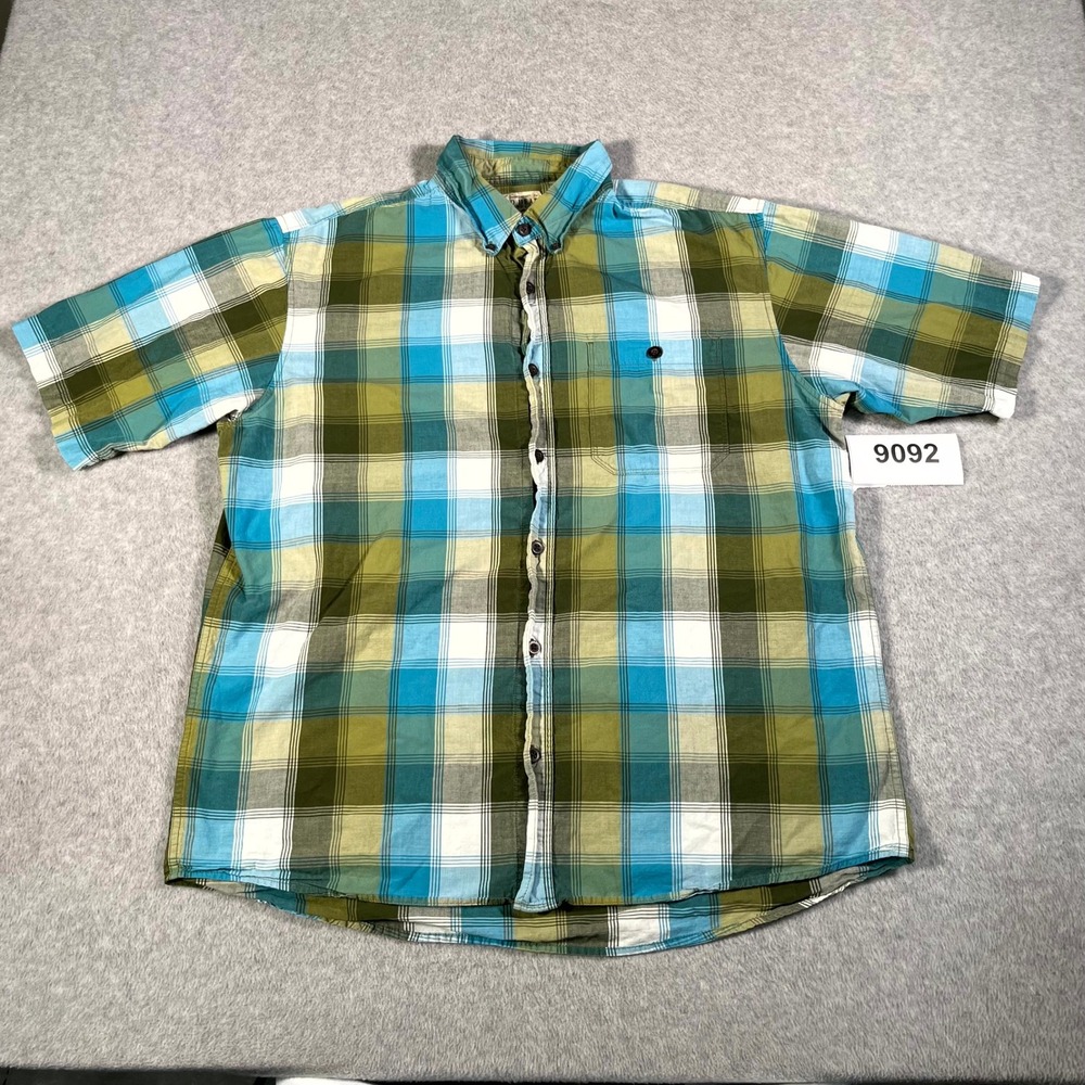 Red Head Shirt Mens Large Multicolor Plaid Cotton Collared Button Down Casual